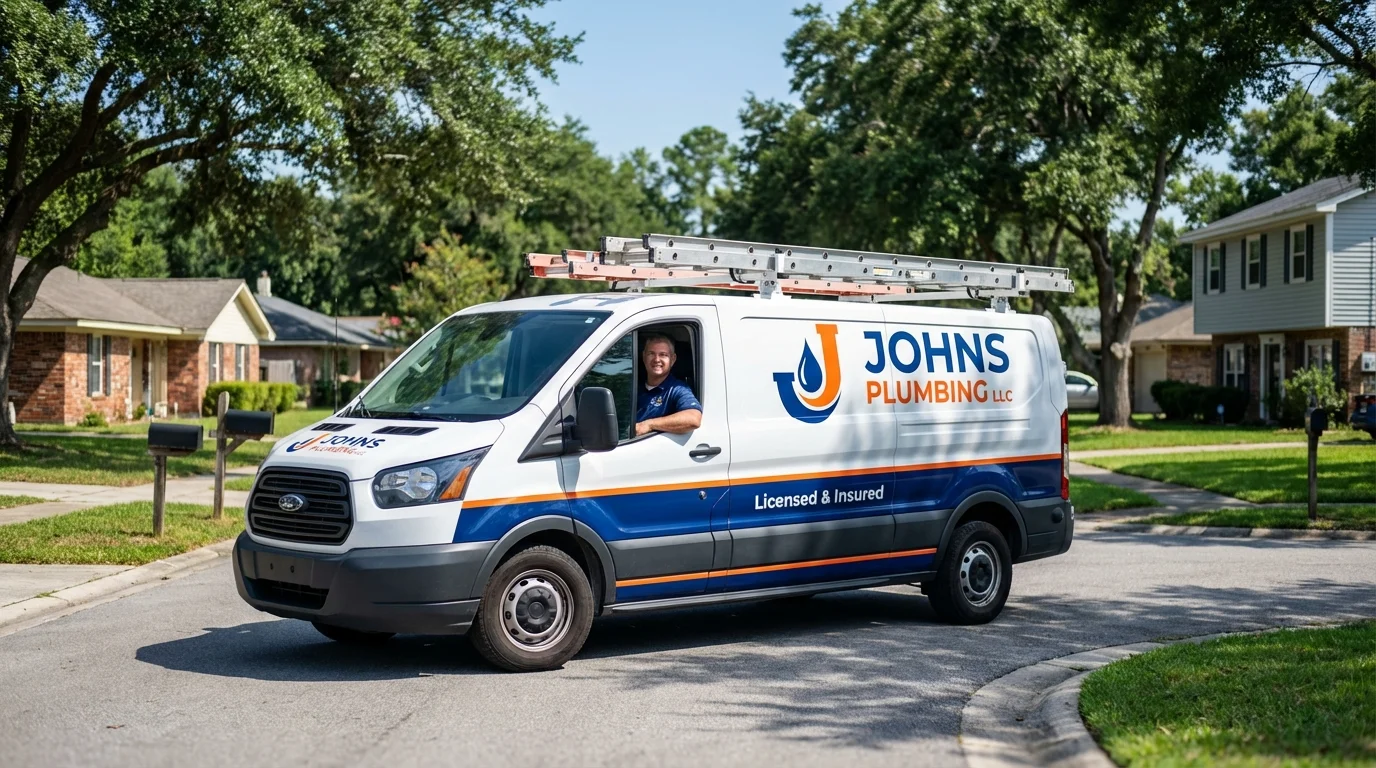 Johns Plumbing LLC service van in Sharon Springs, KS