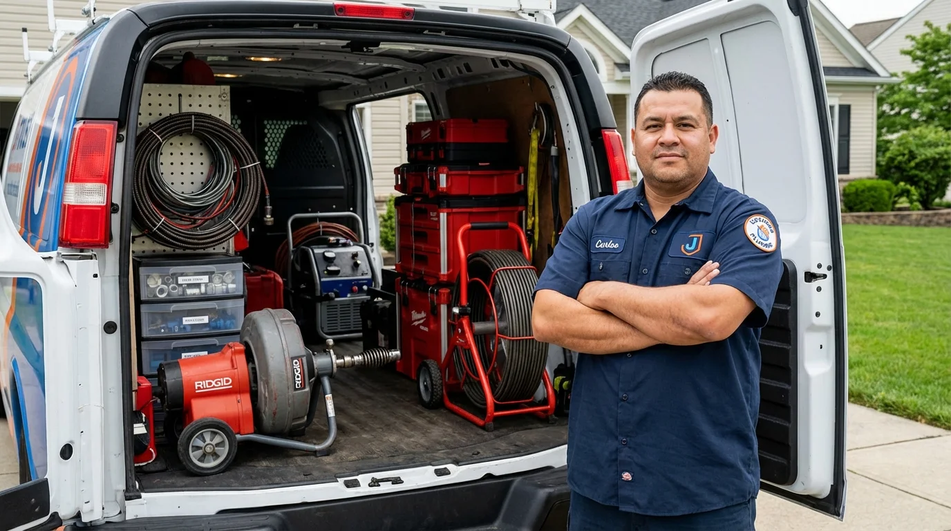 Professional drain cleaning equipment and Johns Plumbing LLC plumber in Sharon Springs