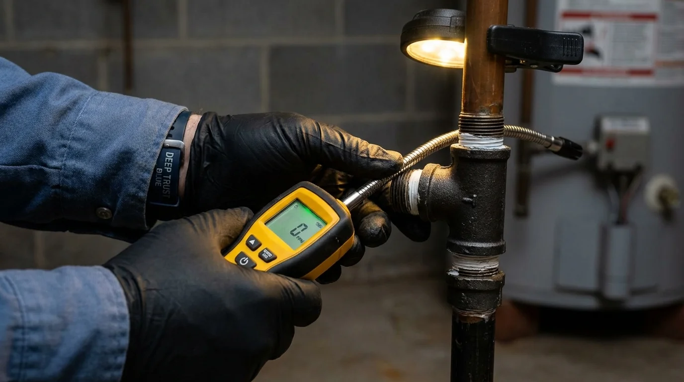 Gas leak detection with electronic sniffer by Johns Plumbing LLC in Sharon Springs