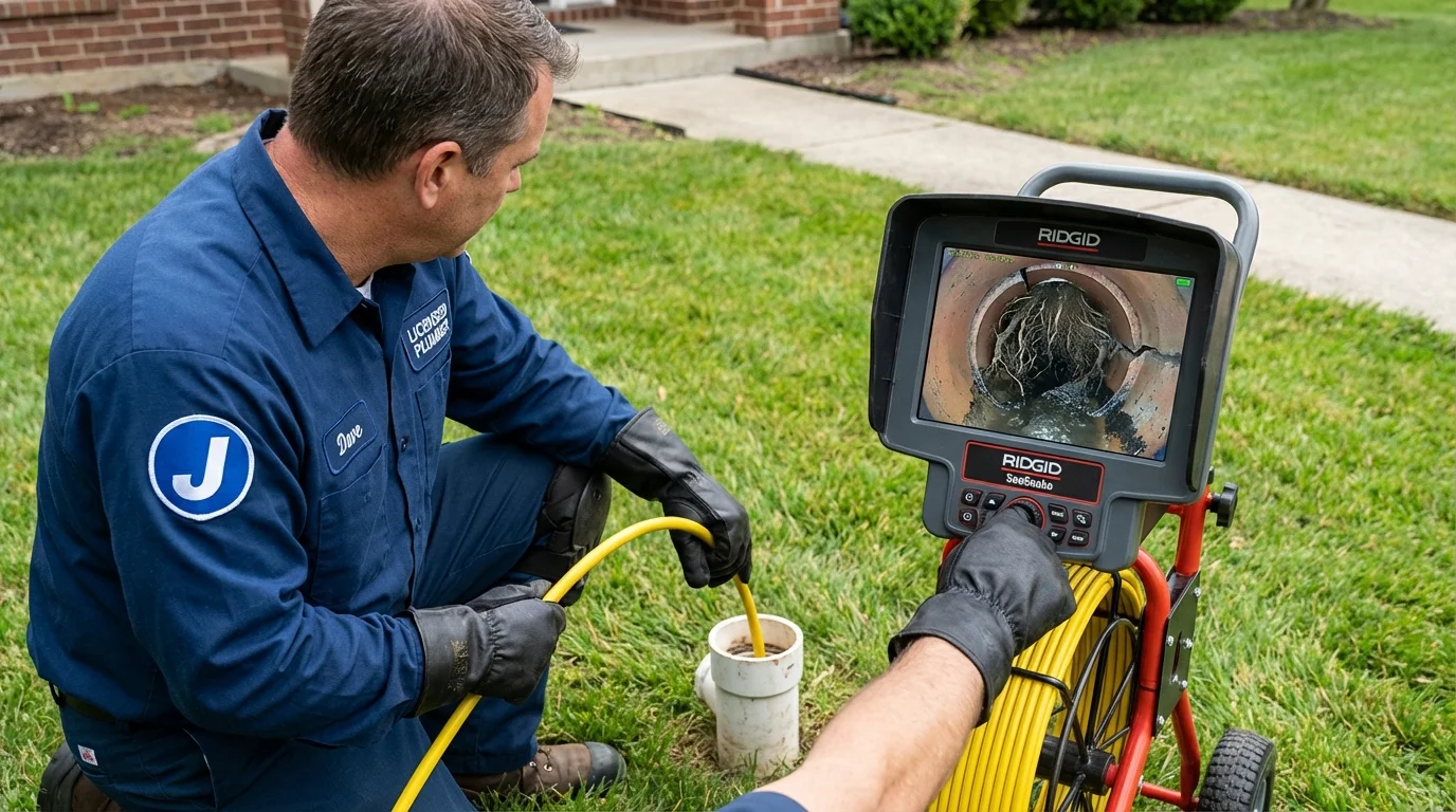 Sewer camera inspection being performed by Johns Plumbing LLC in Sharon Springs