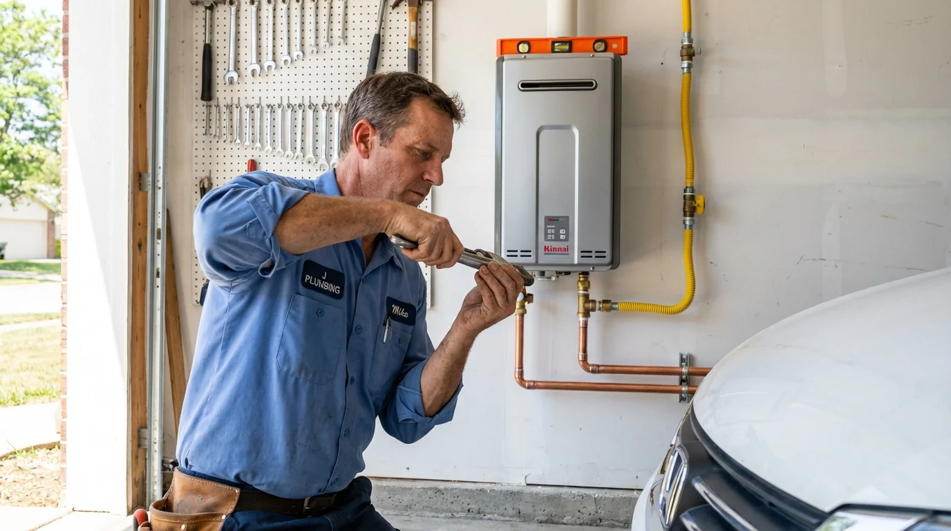 Tankless water heater installation by a Johns Plumbing LLC plumber in Sharon Springs